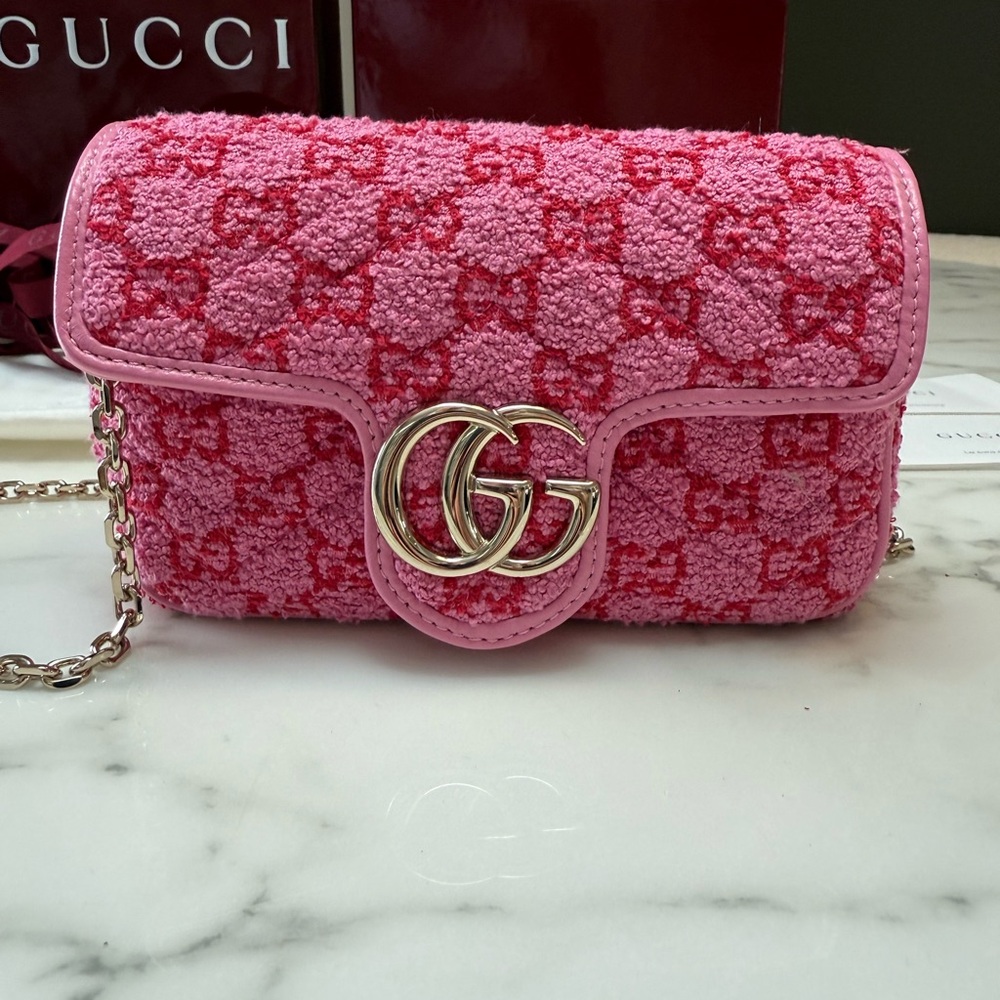 GG Marmont pink and red mini shoulder bag (crossbody)